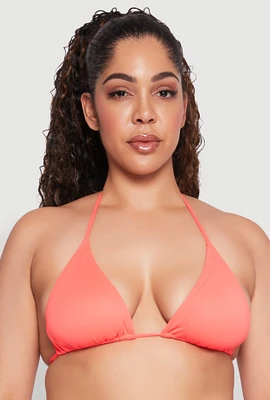 Womens Plus Size Tie Back Halter Bikini Top, Orange, Size 2X