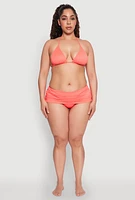 Womens Plus Size Tie Back Halter Bikini Top, Orange, Size 2X