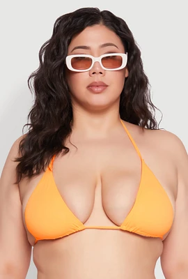 Womens Plus Size Halter Neck Bikini Top, Orange, Size 1X