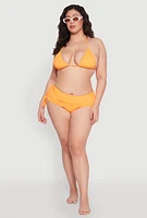 Womens Plus Size Halter Neck Bikini Top, Orange, Size 1X