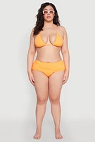 Womens Plus Size Halter Neck Bikini Top, Orange, Size 1X