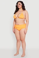Womens Plus Size Halter Neck Bikini Top, Orange, Size 1X