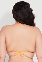 Womens Plus Size Halter Neck Bikini Top, Orange, Size 1X