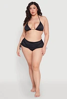 Womens Plus Tie Back Triangle Bikini Top, Black,