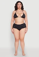 Womens Plus Tie Back Triangle Bikini Top, Black,