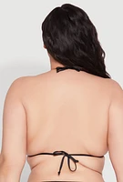 Womens Plus Tie Back Triangle Bikini Top, Black,