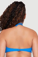 Womens Plus Size Twist Front Swim Bandeau Bikini Top, Blue, Size 2X