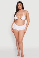 Womens Plus Size Halter Neck Triangle Bikini Top, White, Size 1X