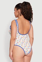 Womens Plus Size Tropical Crab Papaya Print One Piece Swimsuit, Multi, Size 2X