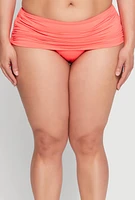 Womens Plus Size Side Ruched Swim Skirt, Pink, Size 1X