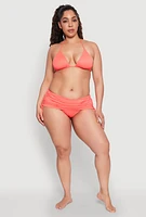 Womens Plus Size Side Ruched Swim Skirt, Pink, Size 1X