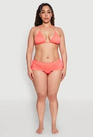 Womens Plus Size Side Ruched Swim Skirt, Pink, Size 1X