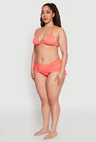 Womens Plus Size Side Ruched Swim Skirt, Pink, Size 1X
