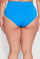 Womens Plus Size Swim High Waist Bikini Bottoms, Blue, Size 2X