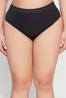 Womens Plus Size High Waist Bikini Bottoms, Black, Size 1X