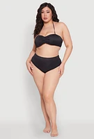 Womens Plus Size High Waist Bikini Bottoms, Black, Size 1X