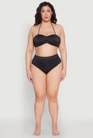 Womens Plus Size High Waist Bikini Bottoms, Black, Size 1X