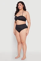 Womens Plus Size High Waist Bikini Bottoms, Black, Size 2X