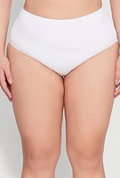 Womens Plus Size High Waisted Hipster Bikini Bottoms, White, Size 3X