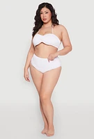 Womens Plus Size High Waisted Hipster Bikini Bottoms, White, Size 3X