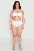 Womens Plus Size High Waisted Hipster Bikini Bottoms, White, Size 1X