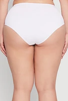 Womens Plus Size High Waisted Hipster Bikini Bottoms, White, Size 3X