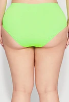 Womens Plus Size Neon High Waist Swim Bikini Bottoms, Green, Size 3X