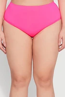 Womens Plus Size High Waisted Bikini Bottoms, Pink, Size 3X