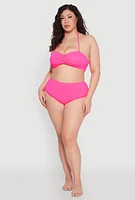 Womens Plus Size High Waisted Bikini Bottoms, Pink, Size 3X