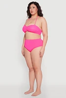 Womens Plus Size High Waisted Bikini Bottoms, Pink, Size 3X