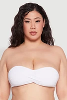 Womens Twist Front Halter Neck Bandeau Bikini Top, White, Size 2X