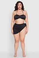 Womens Plus Size Side Tie Sarong Cover Up, Black, Size 3X