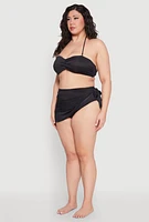 Womens Plus Size Side Tie Sarong Cover Up, Black, Size 3X