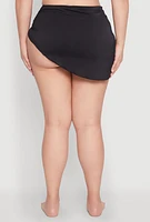Womens Plus Size Side Tie Sarong Cover Up, Black, Size 3X