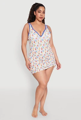 Womens Plus Size Tropical Crab Papaya Print Sarong, Multi, Size 2X