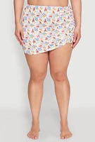 Womens Plus Size Tropical Crab Papaya Print Sarong, Multi, Size 3X