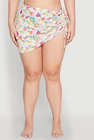 Womens Plus Size Turtle Tropical Floral Print Sarong Cover Up, Multi, Size 3X