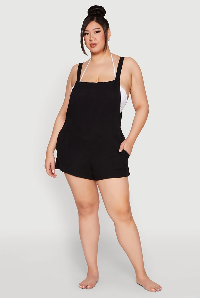 Womens Plus Nicole Miller Gauze Knit Romper,