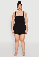 Womens Plus Nicole Miller Gauze Knit Romper,