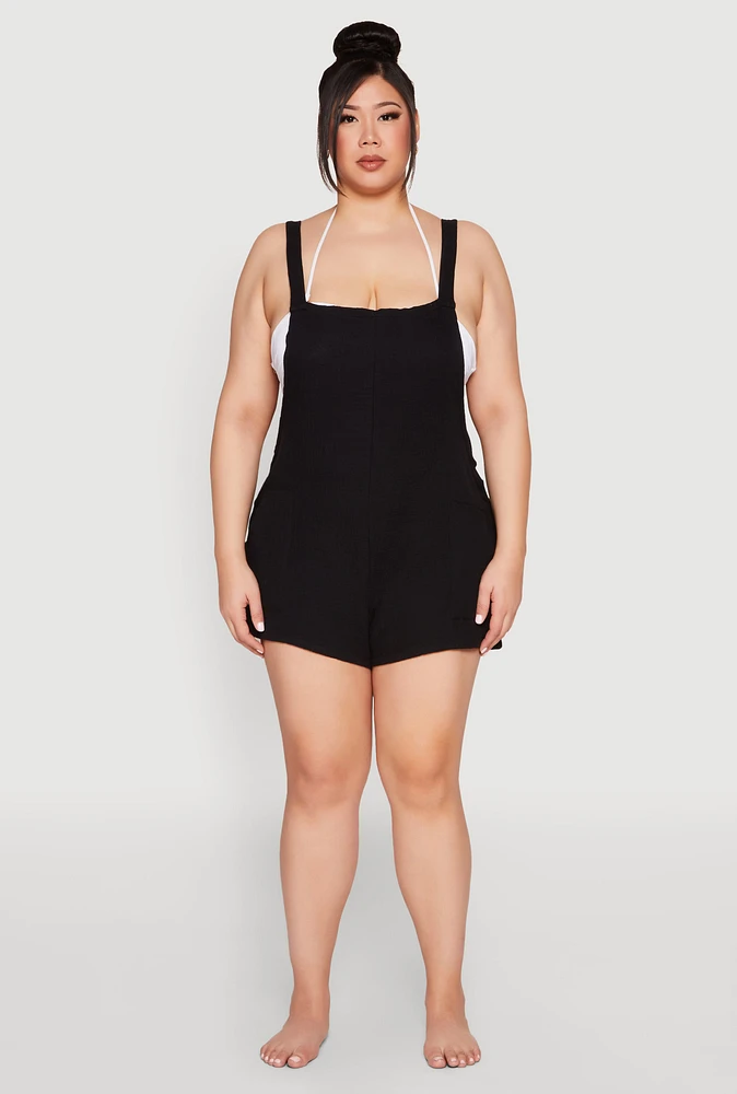 Womens Plus Nicole Miller Gauze Knit Romper,