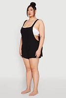 Womens Plus Nicole Miller Gauze Knit Romper,