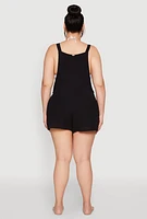 Womens Plus Nicole Miller Gauze Knit Romper,