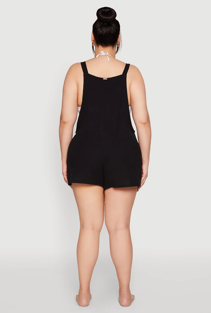 Womens Plus Nicole Miller Gauze Knit Romper,