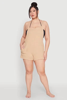 Womens Plus Nicole Miller Gauze Knit Romper, 1X