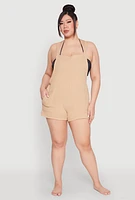 Womens Plus Nicole Miller Gauze Knit Romper, 1X
