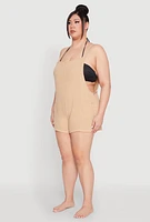 Womens Plus Nicole Miller Gauze Knit Romper, 1X