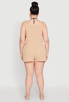 Womens Plus Nicole Miller Gauze Knit Romper, 1X