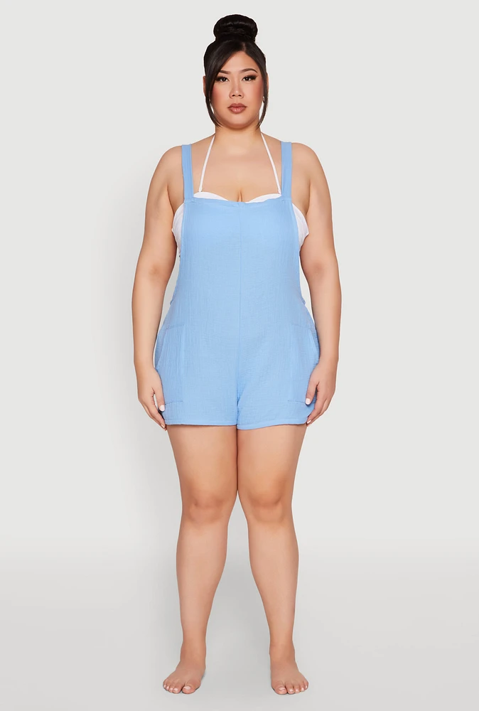 Womens Plus Nicole Miller Gauze Knit Romper,