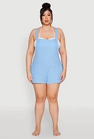 Womens Plus Nicole Miller Gauze Knit Romper,