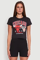 Womens NBA Chicago Bulls Crop Top, Black, Size XL